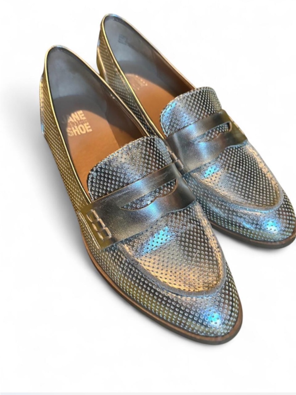 Silver Leather Loafers size 9